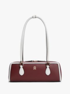 Colour-Blocked Rectangular Shoulder Bag — Burgundy 1
