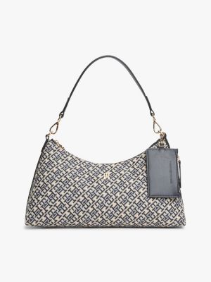 sac épaule hilfiger icon en jacquard blue pour femmes tommy hilfiger