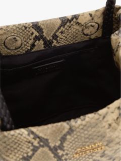 Convertible Snake Print Leather Bucket Bag — Beige 4