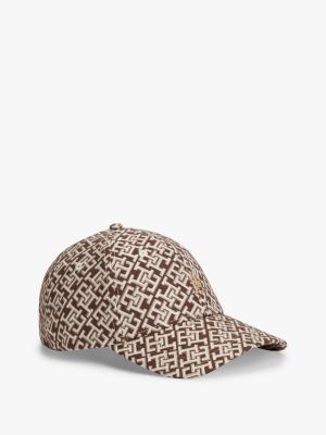brown th monogram jacquard baseball cap for women tommy hilfiger