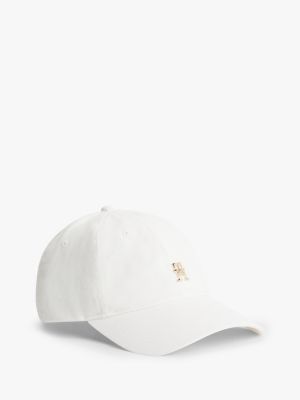 white bejsbolówka chic z monogramem th i efektem sprania dla kobiety - tommy hilfiger