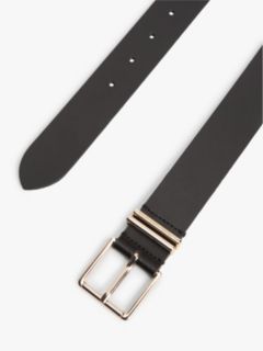 Double Keeper Square Buckle Leather Belt — Black 2