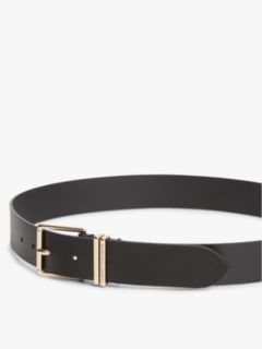 Double Keeper Square Buckle Leather Belt — Black 3