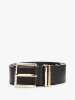 Double Keeper Square Buckle Leather Belt — Black 4