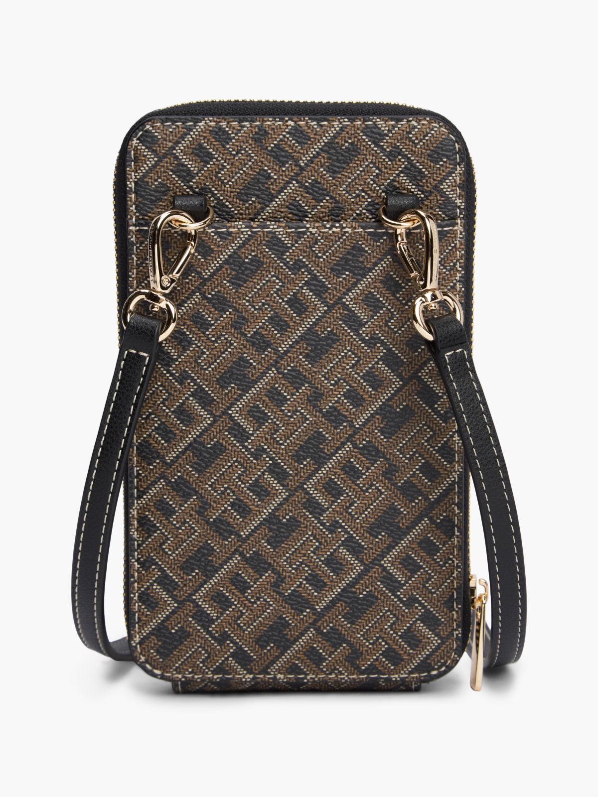 Hilfiger Icon Print Zip-Around Crossbody Pouch — Black