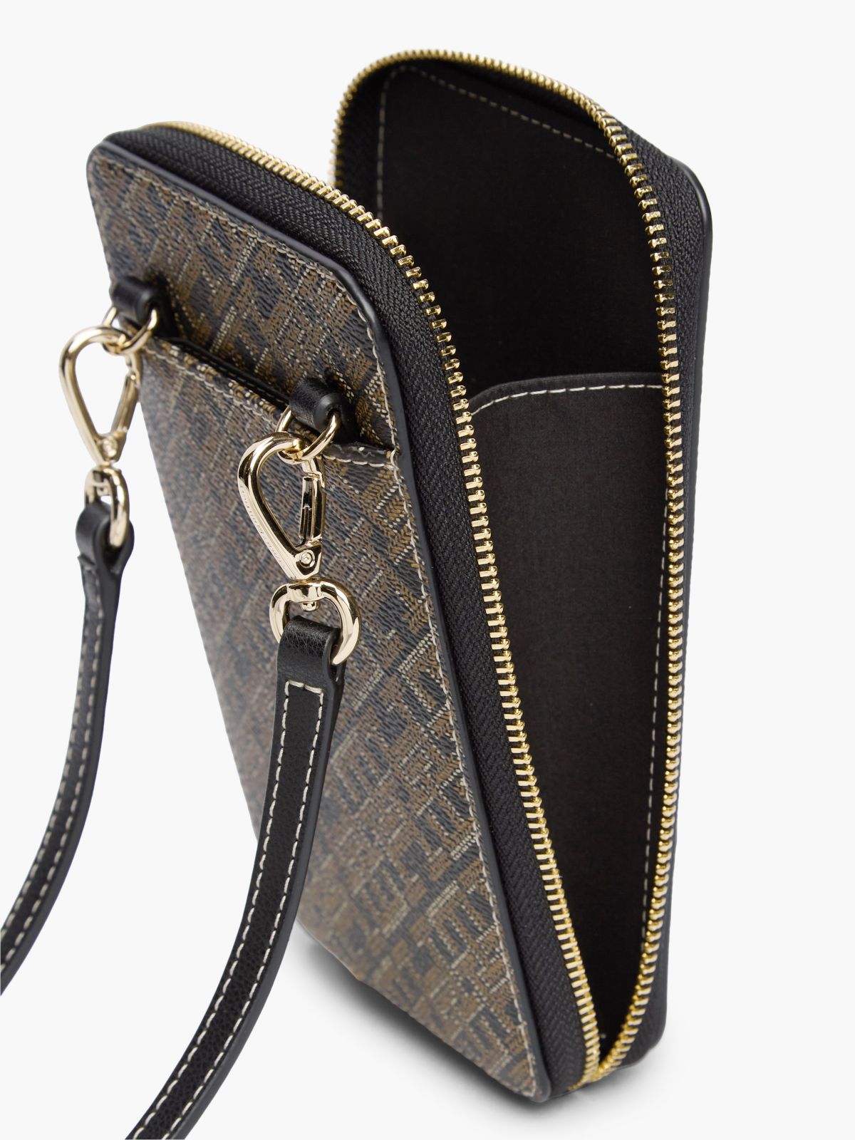 Hilfiger Icon Print Zip-Around Crossbody Pouch — Black