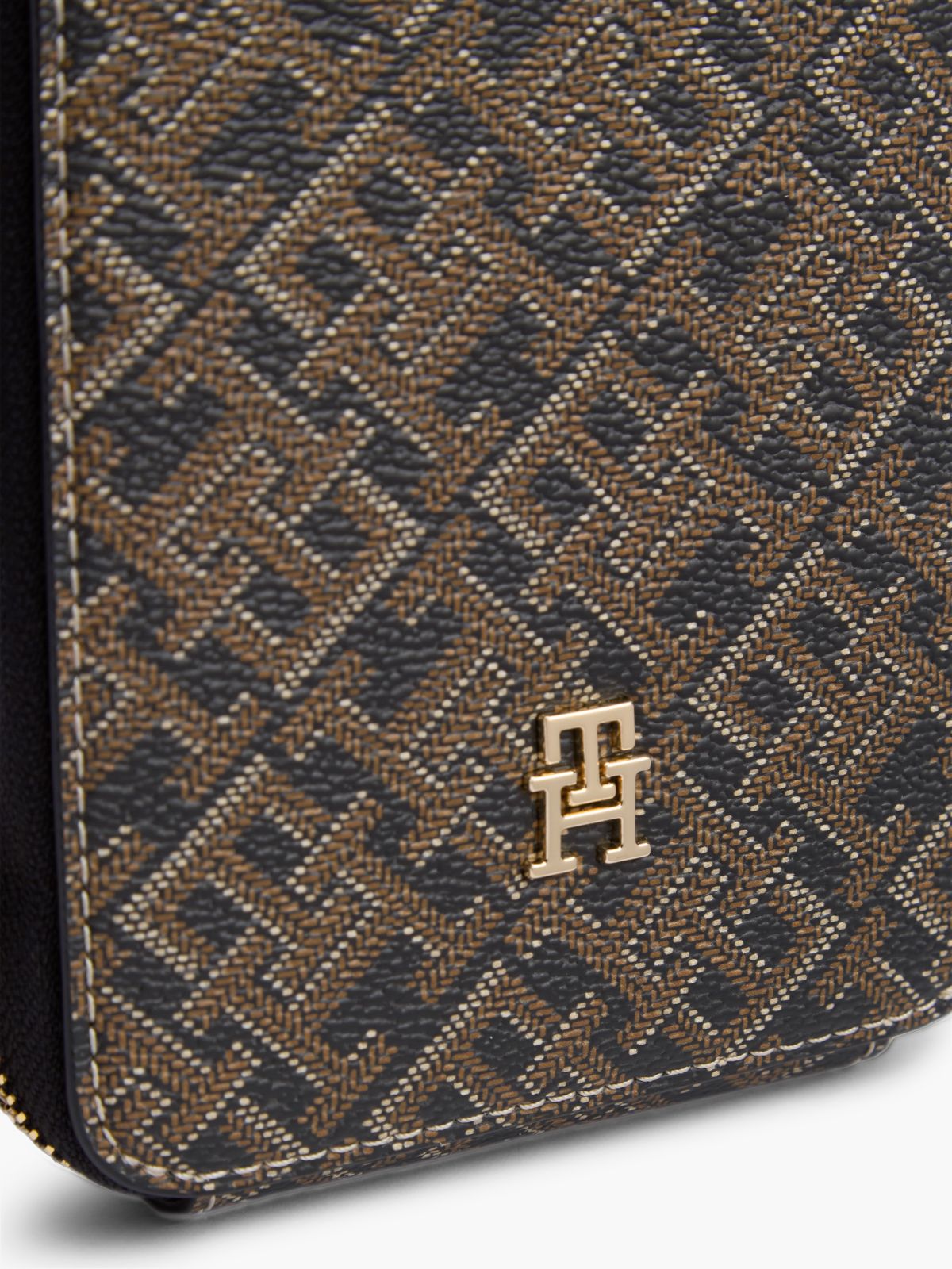 Hilfiger Icon Print Zip-Around Crossbody Pouch — Black