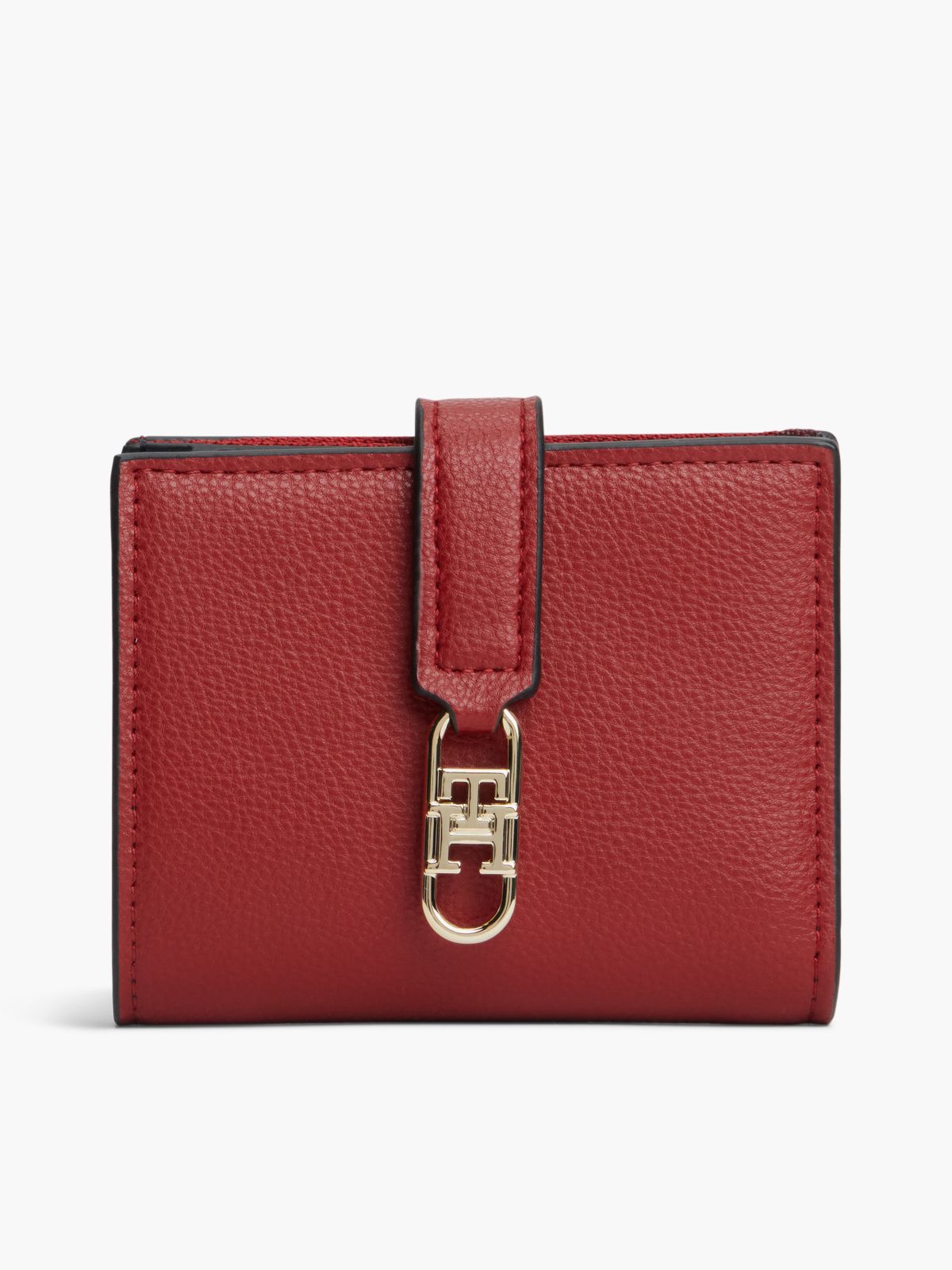 TH Monogram Plaque Bifold Wallet — Red