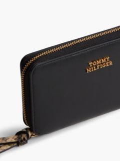 Leather Metal Logo Zip-Around Wallet — Black 4