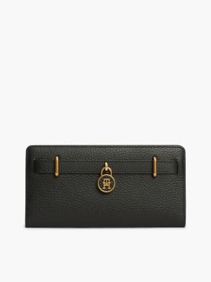 black skórzany składany portfel the american icon dla kobiety - tommy hilfiger
