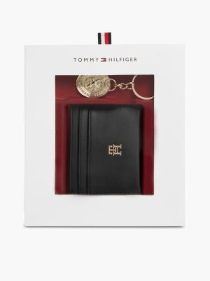 black card holder and charm gift box for women tommy hilfiger