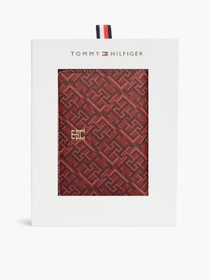 red th monogram zip-around wallet gift box for women tommy hilfiger