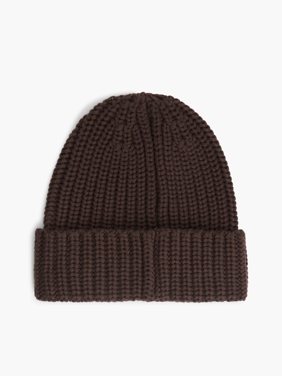 Chunky Rib-Knit Logo Beanie — Brown