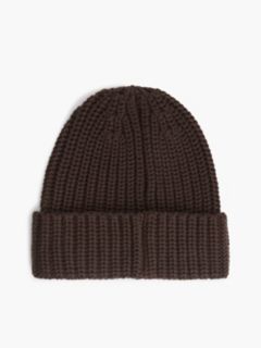 Chunky Rib-Knit Logo Beanie — Brown 2