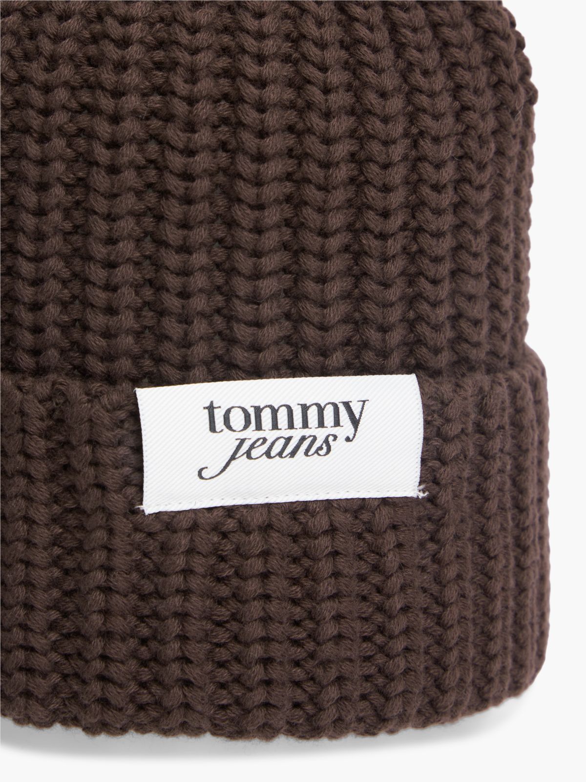 Chunky Rib-Knit Logo Beanie — Brown