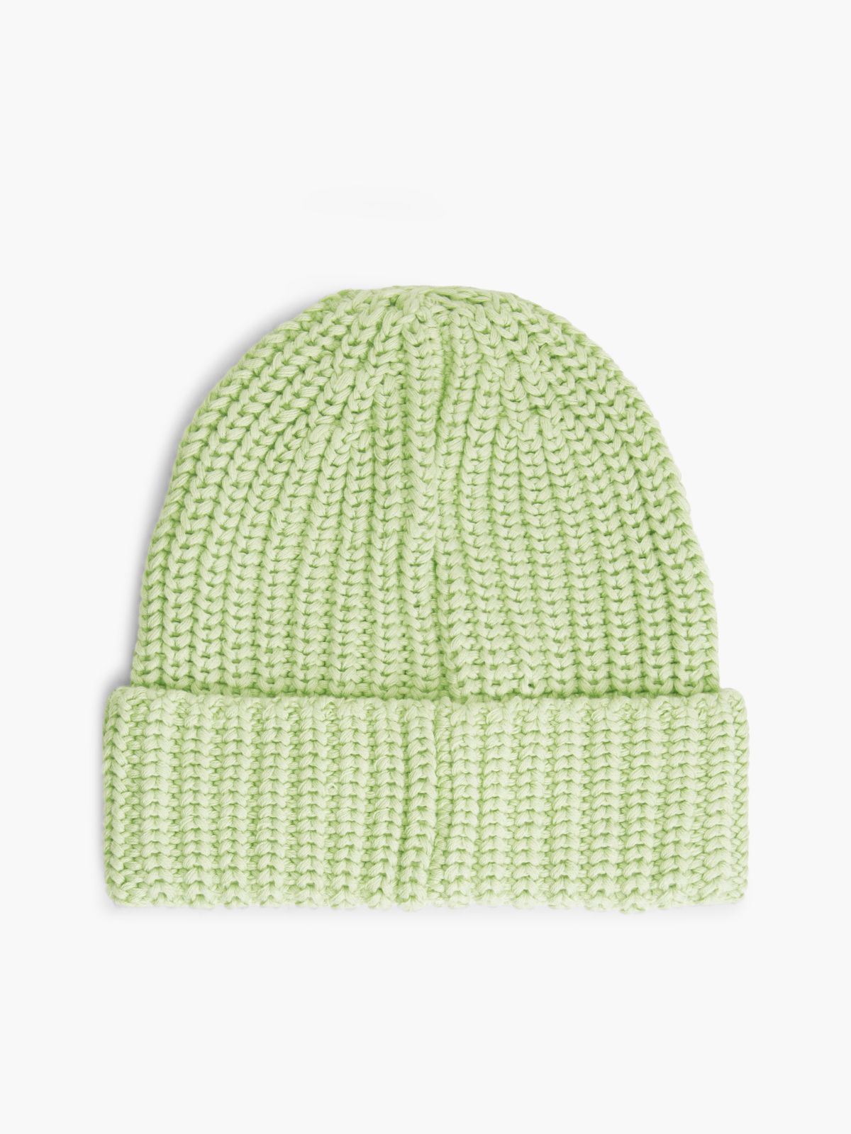 Chunky Rib-Knit Logo Beanie — Green