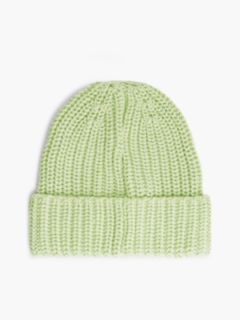 Chunky Rib-Knit Logo Beanie — Green 2