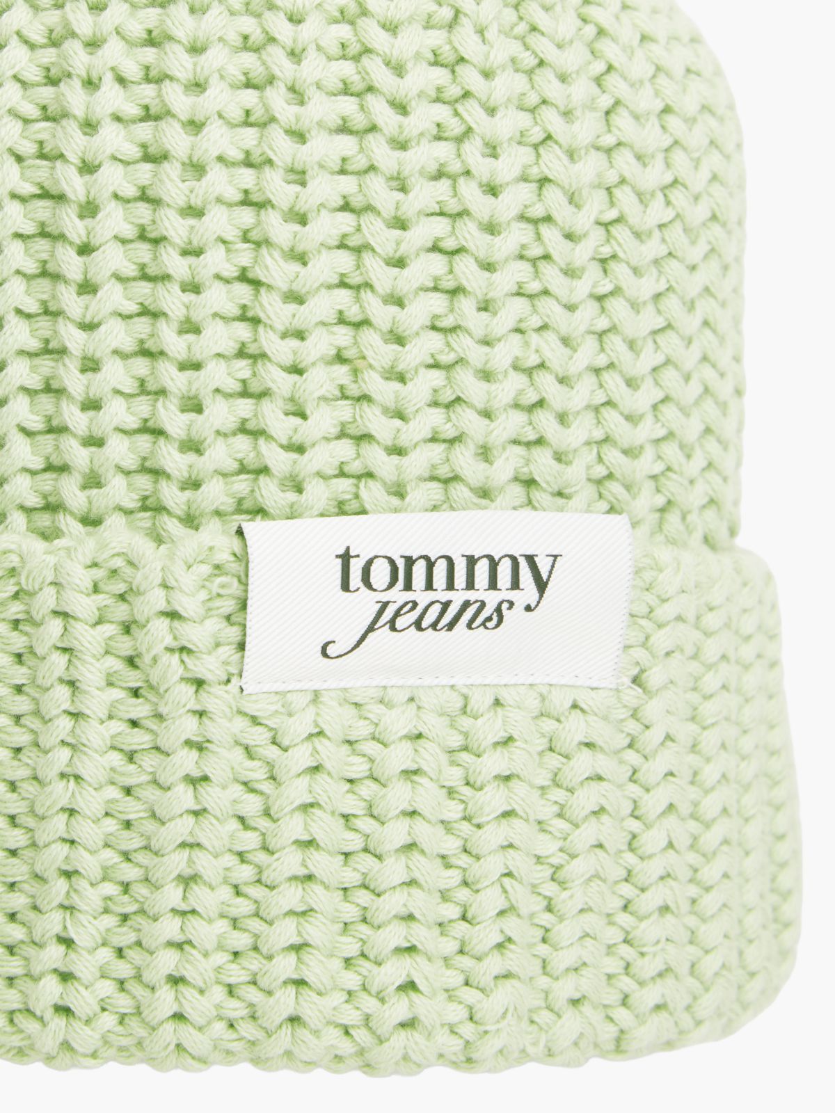 Chunky Rib-Knit Logo Beanie — Green