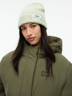Chunky Rib-Knit Logo Beanie — Green 4