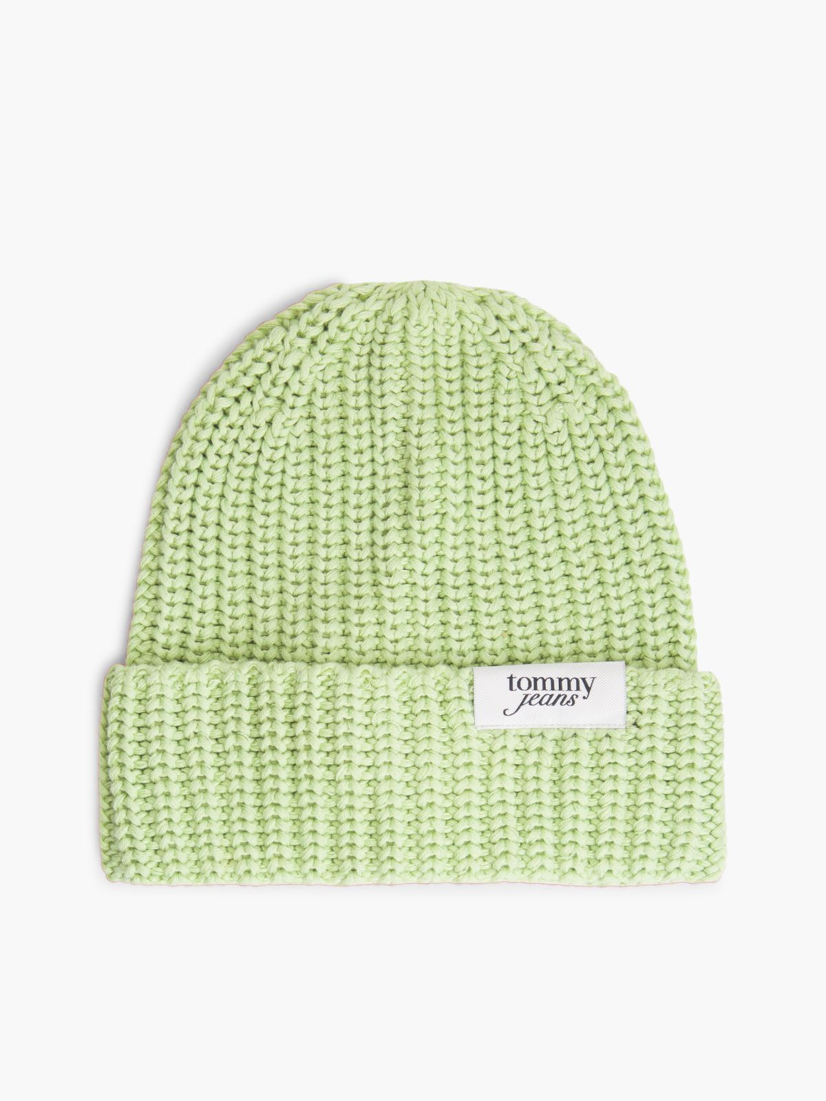 Chunky Rib-Knit Logo Beanie — Green