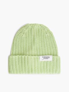 Chunky Rib-Knit Logo Beanie — Green 1