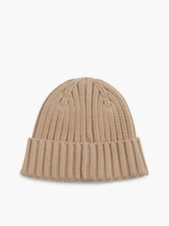 Heritage Logo Rib-Knit Beanie — Beige 2