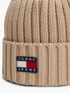 Heritage Logo Rib-Knit Beanie — Beige 3