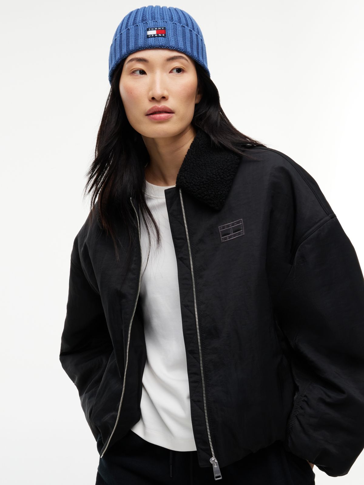 Heritage Logo Rib-Knit Beanie — Blue