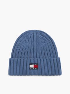 Heritage Logo Rib-Knit Beanie — Blue 1