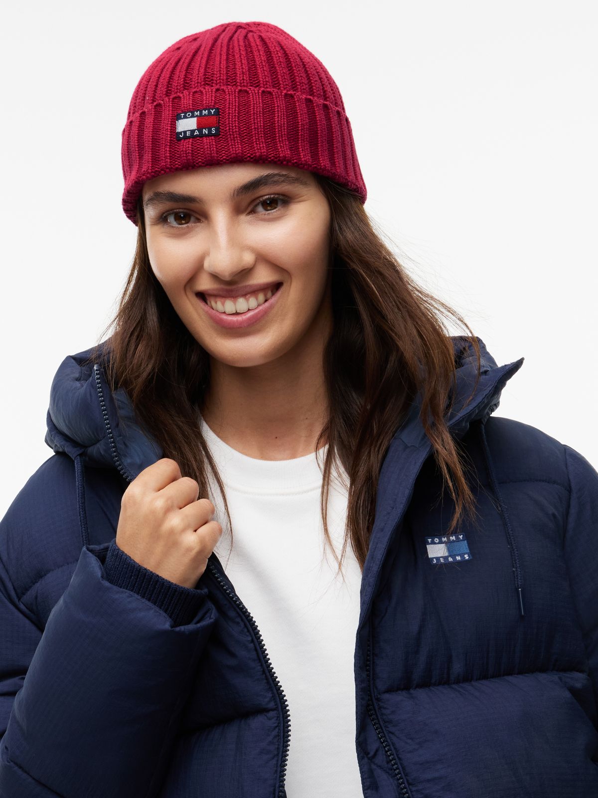 Heritage Logo Rib-Knit Beanie — Pink