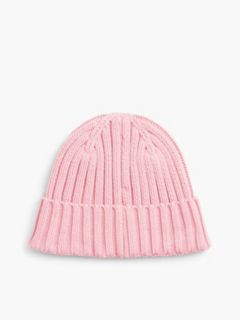 Heritage Logo Rib-Knit Beanie — Pink 2