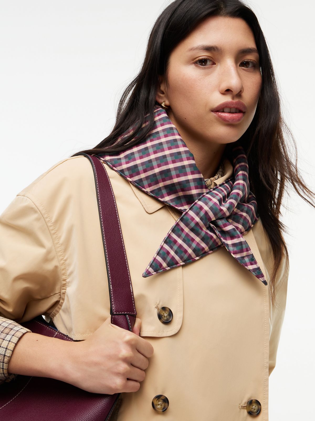 Logo Label Padded Triangle Scarf — Beige
