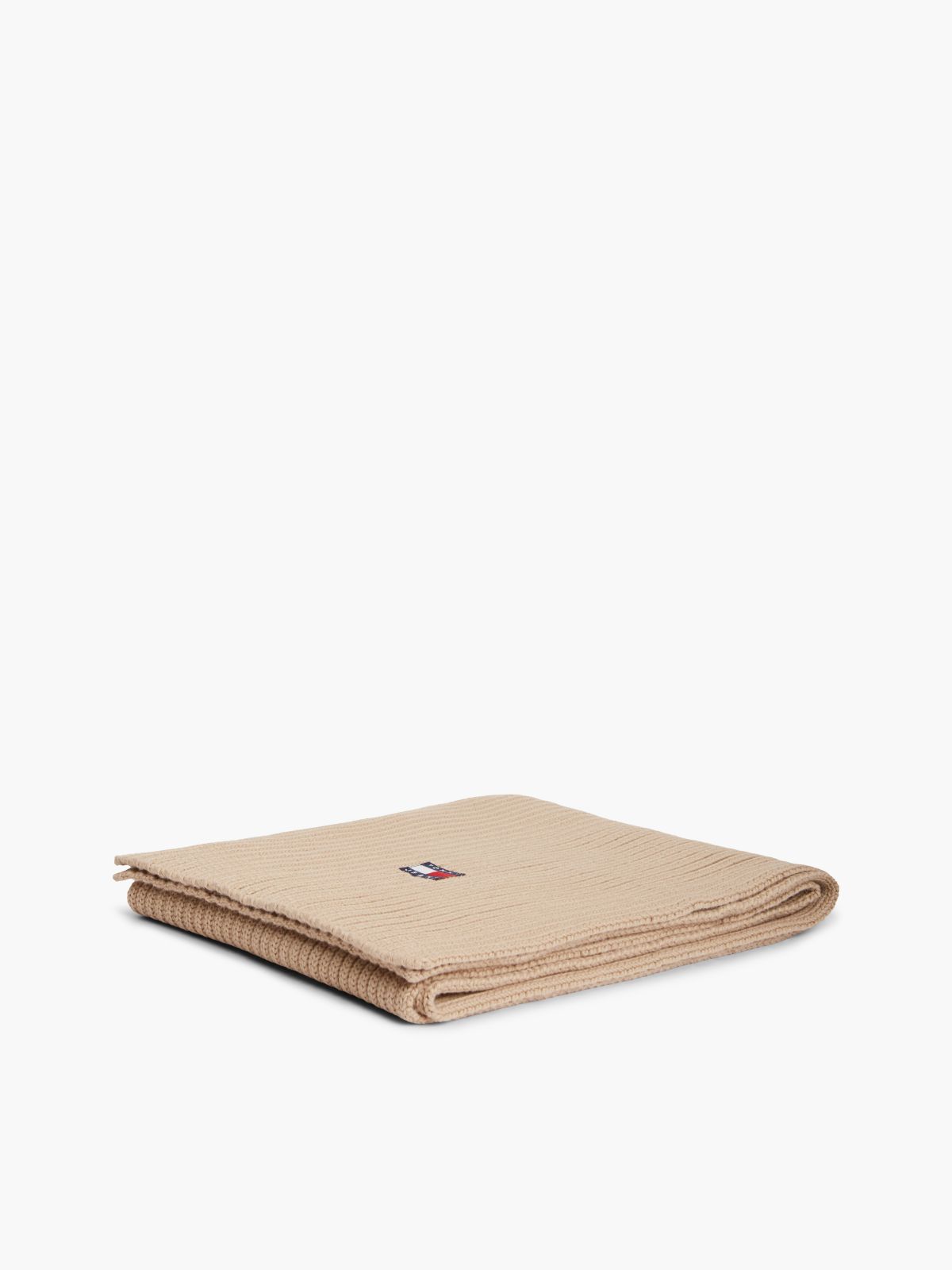 Heritage Logo Rib-Knit Scarf — Beige