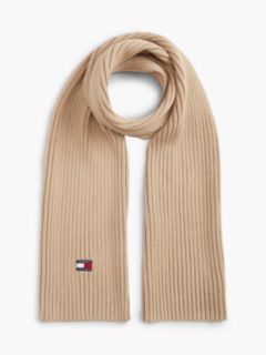 Heritage Logo Rib-Knit Scarf — Beige 1