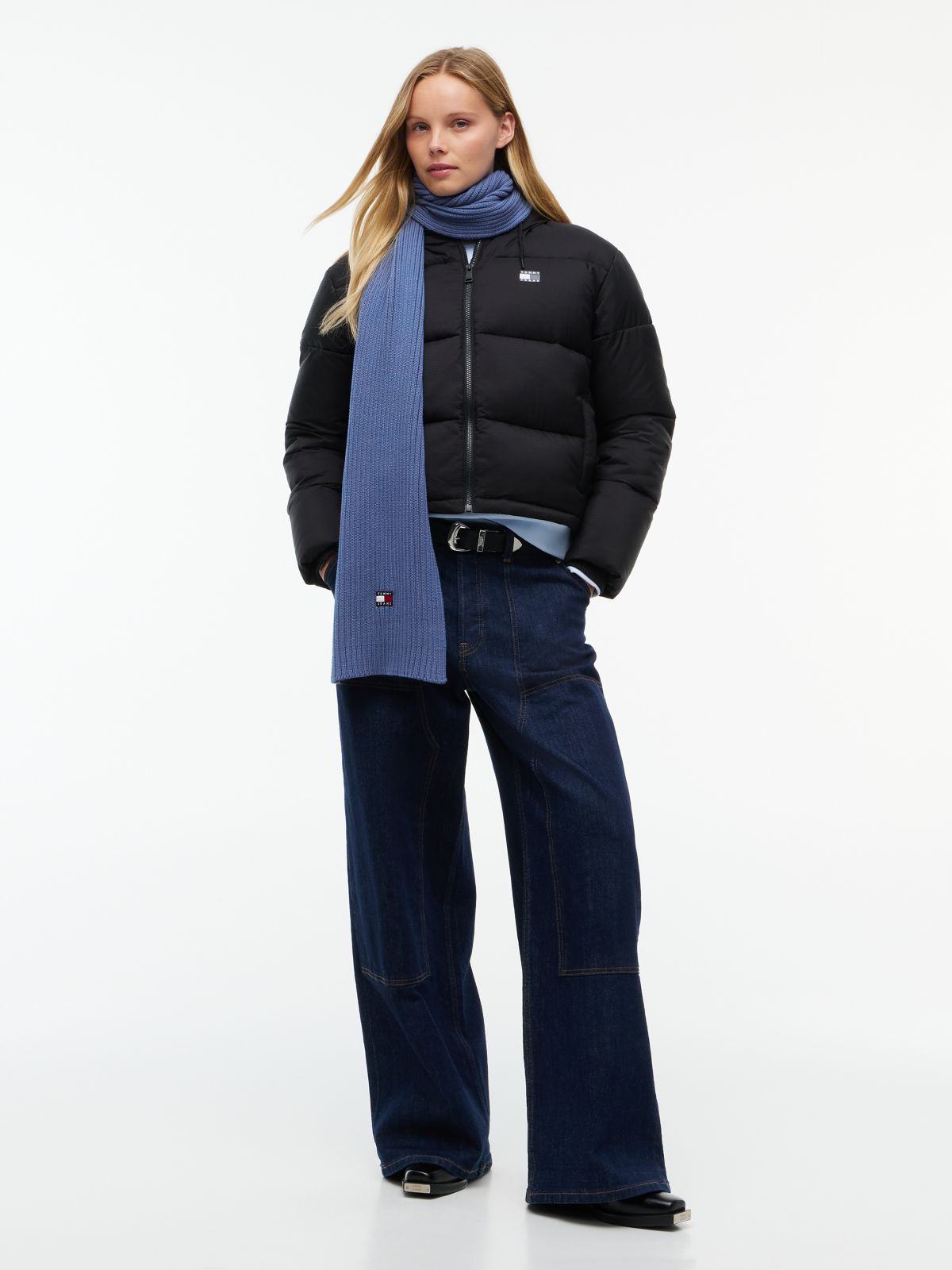 Heritage Logo Rib-Knit Scarf — Blue