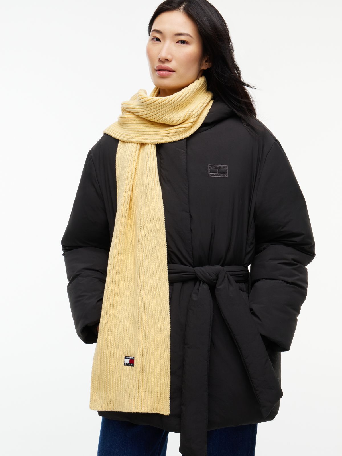 Heritage Logo Rib-Knit Scarf — Yellow