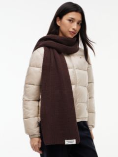 Logo Label Chunky Rib-Knit Scarf — Brown 4