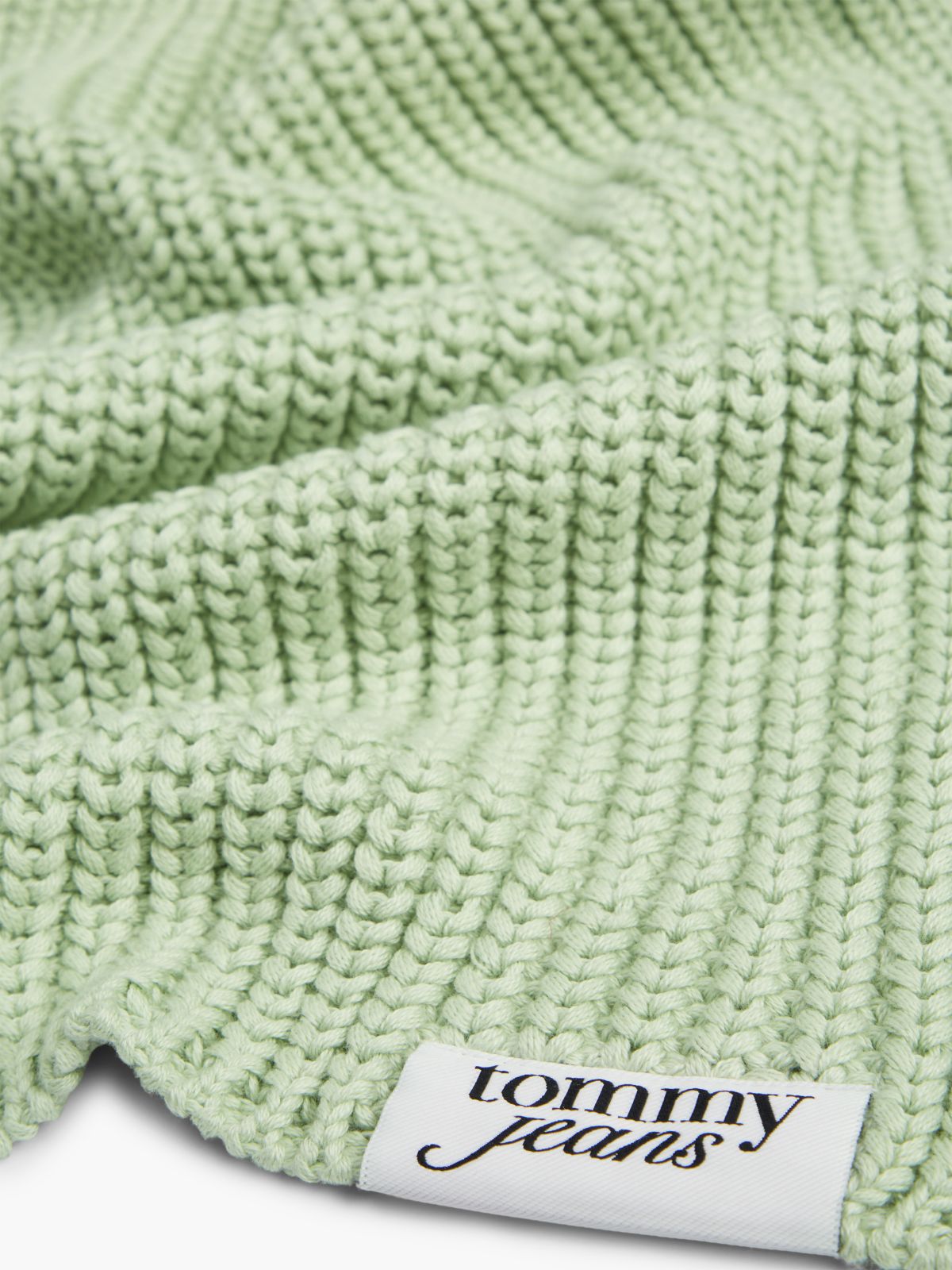 Logo Label Chunky Rib-Knit Scarf — Green