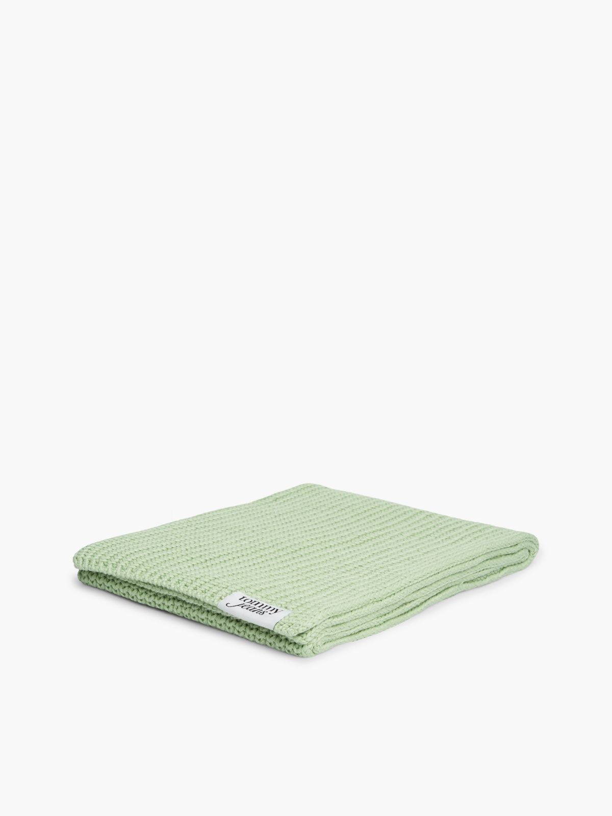 Logo Label Chunky Rib-Knit Scarf — Green