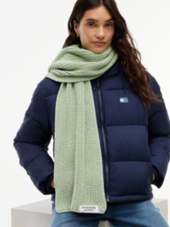 Logo Label Chunky Rib-Knit Scarf — Green 4