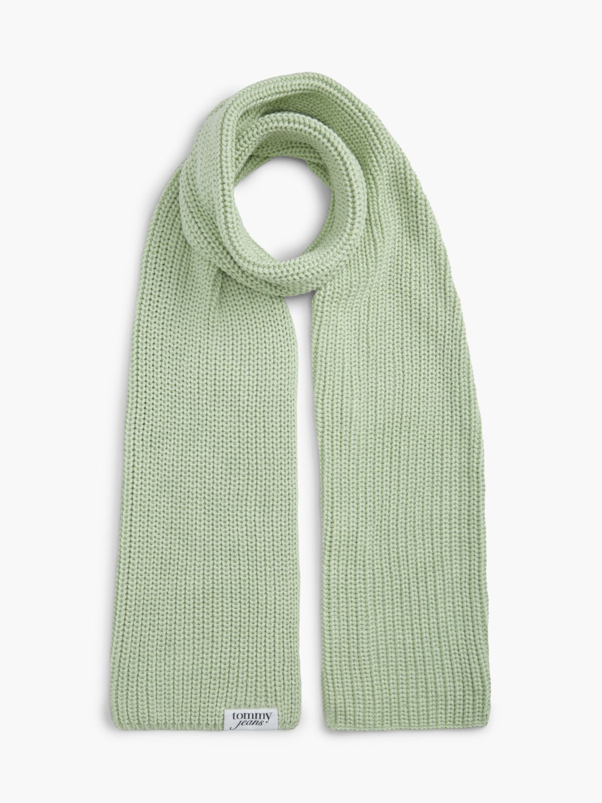 Logo Label Chunky Rib-Knit Scarf — Green