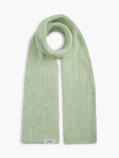 Logo Label Chunky Rib-Knit Scarf — Green 1