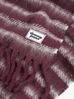 Wool Blend Logo Fringe Scarf — Red 2