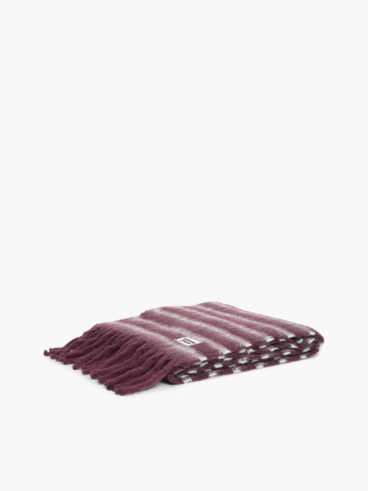 Wool Blend Logo Fringe Scarf — Red