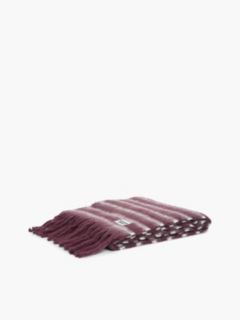 Wool Blend Logo Fringe Scarf — Red 3