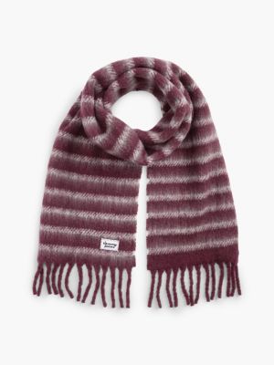 écharpe en laine mélangée à franges et logo red pour femmes tommy jeans
