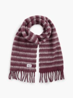 Wool Blend Logo Fringe Scarf — Red 1