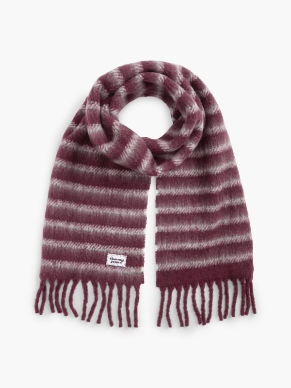 Wool Blend Logo Fringe Scarf — Red