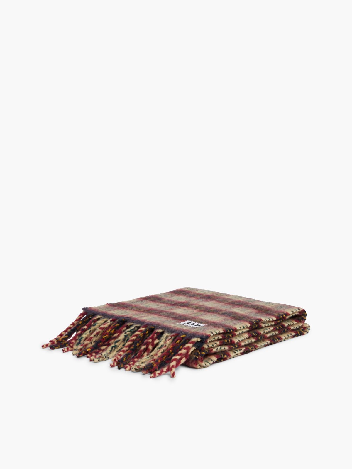 Wool Blend Logo Fringe Scarf — Beige