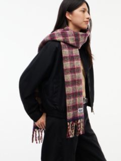 Wool Blend Logo Fringe Scarf — Beige 4